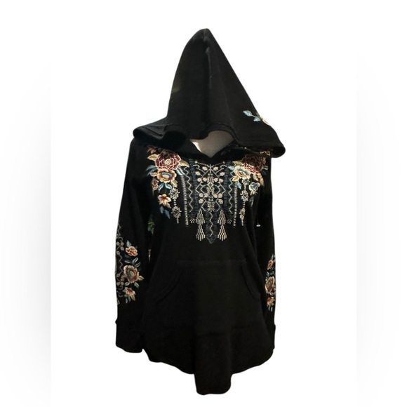 Johnny Was Embroidered Floral Bohemian Reverse Stitch Pullover Hoodie size S - Picture 8 of 13